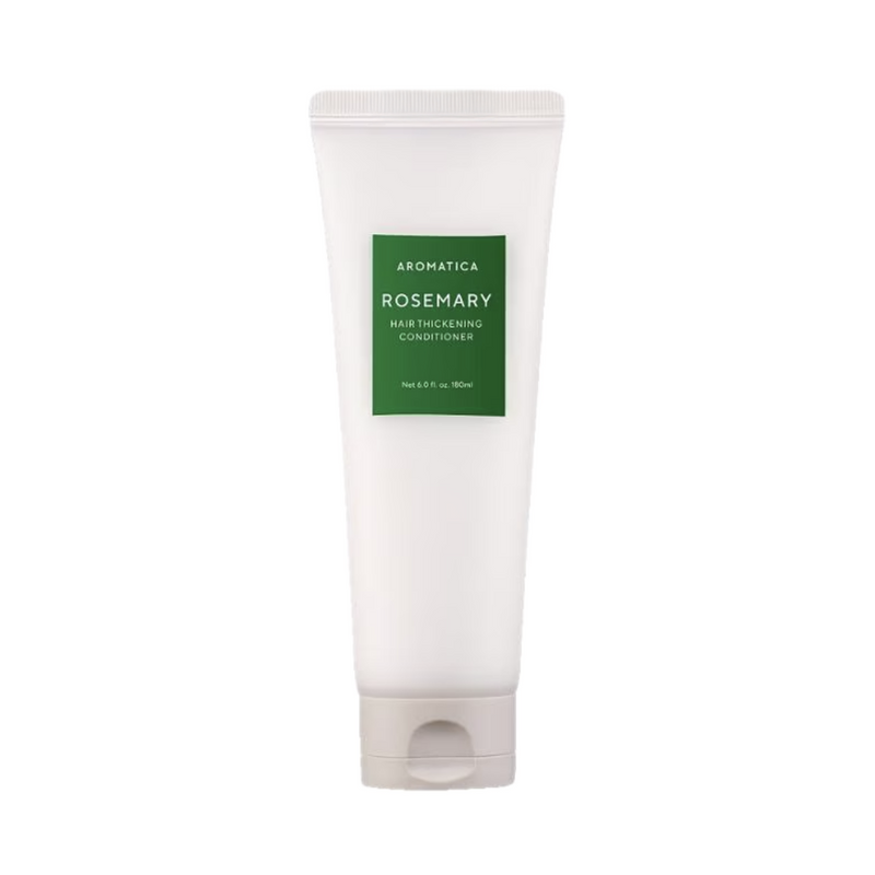 Hvid tube med grøn etiket af Aromatica Rosemary Hair Thickening Conditioner, 180 ml.