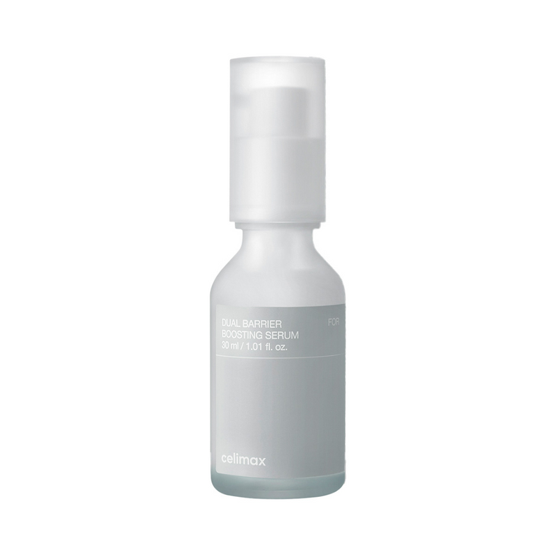 Frostet flaske med pumpe, Celimax Dual Barrier Boosting Serum, 30 ml.