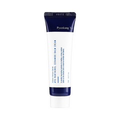 Hvid tube med blå tekst, Pyunkang Yul ATO Panthenol Ceramide Balm Cream, 30 ml.