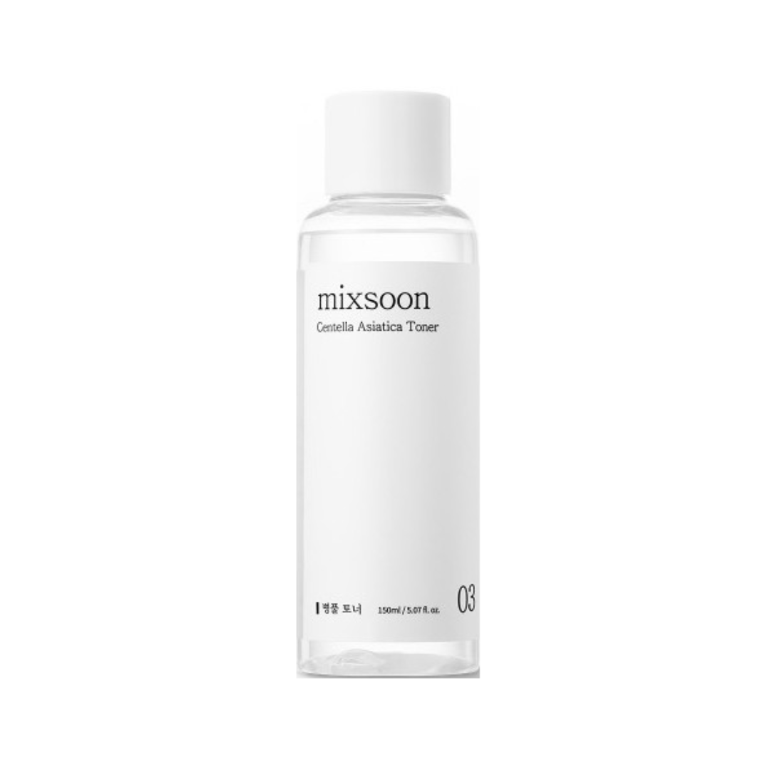Klar flaske med hvid etiket, Mixsoon Centella Asiatica Toner, 150 ml.