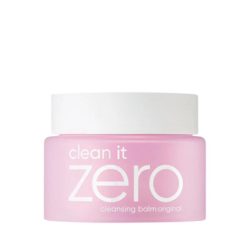 Pink krukke med hvidt låg, tekst "clean it zero" på forsiden.