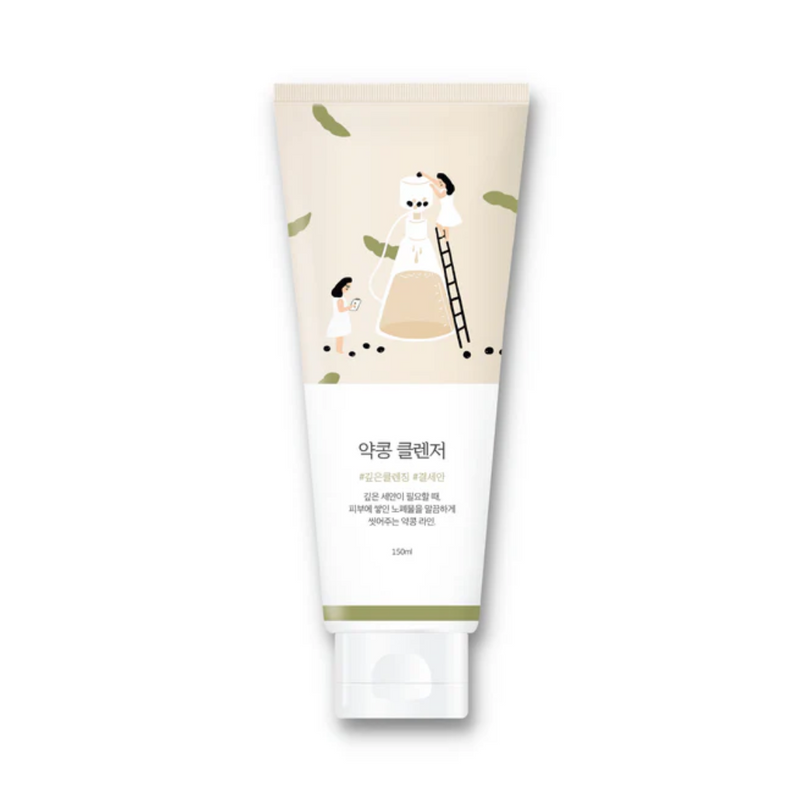 Tube med illustration af mennesker og en stor sojabønne, tekst på koreansk, 150 ml.