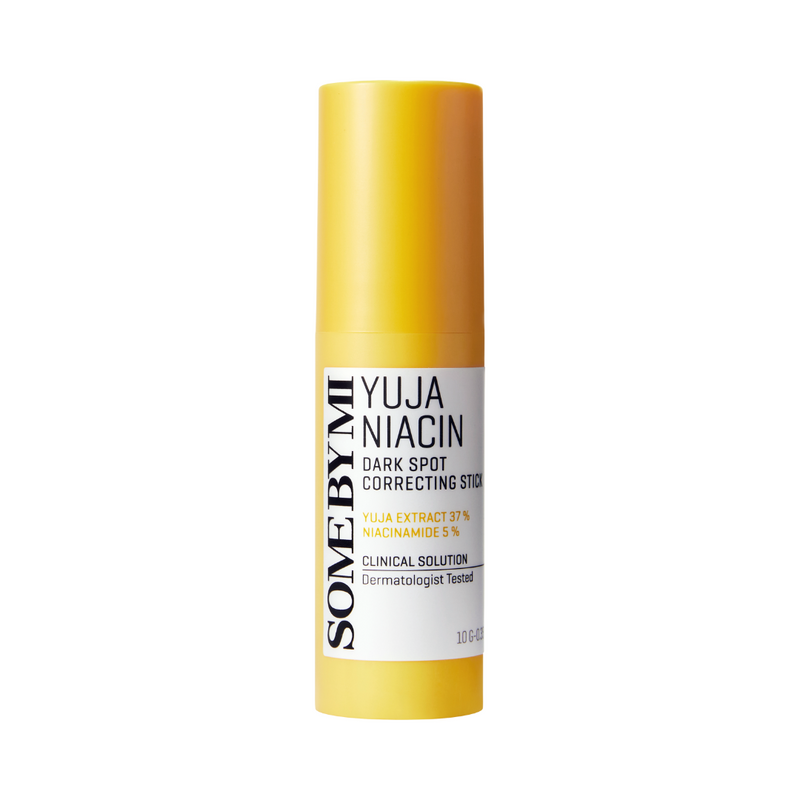 Gul stick med hvid etiket, "Some By Mi Yuja Niacin Dark Spot Correcting Stick," 10g.