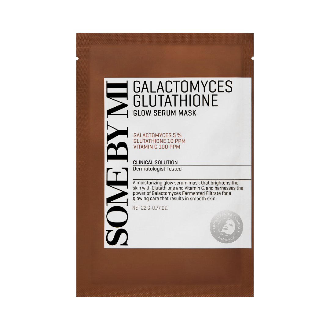 Brunt serum-maske fra Some By Mi med Galactomyces, Glutathione og Vitamin C. Hudoplysende.