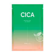 Grøn og fersken emballage, tekst "CICA", "REPARING", "BARULAB", "100% VEGAN PRODUCT".