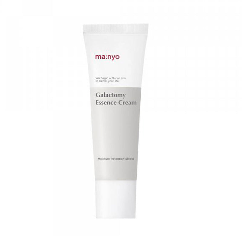 Tube af Manyo Galactomy Essence Cream med minimalistisk design og produktnavn påtrykt.