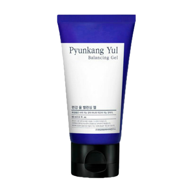 Blå og hvid tube af Pyunkang Yul Balancing Gel med sort låg, 60 ml.