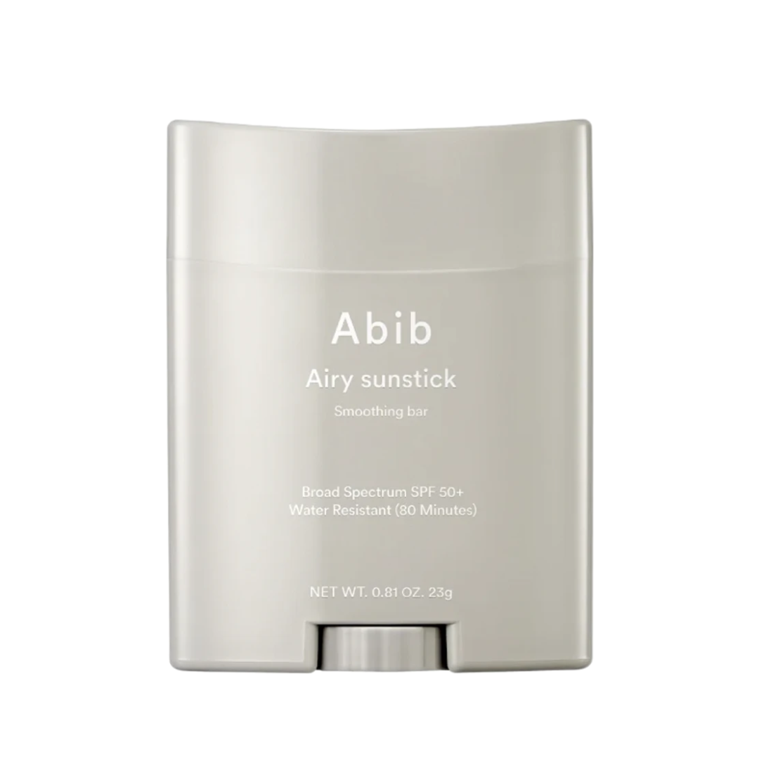 Lys grå Abib Airy Sunstick med SPF50+, vandafvisende 80 min. Glatningsbar, 23g.