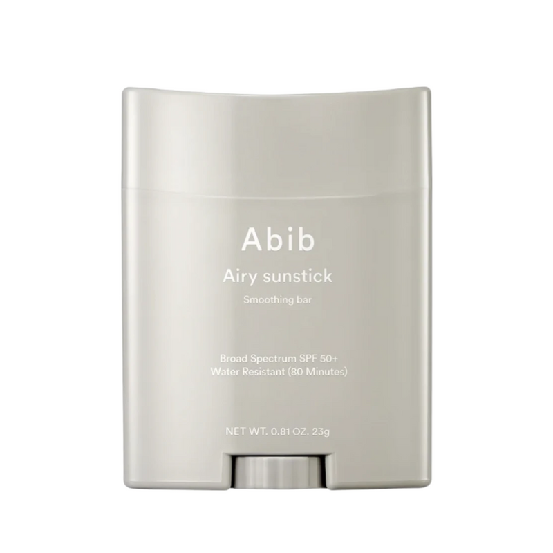 Lys grå Abib Airy Sunstick med SPF50+, vandafvisende 80 min. Glatningsbar, 23g.