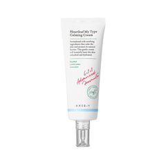 Tube af Axis-Y Heartleaf My Type Calming Cream med beroligende ingredienser og avanceret formel.