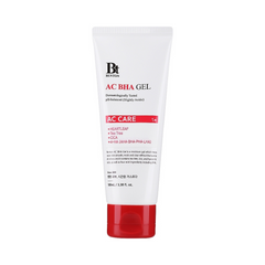 Benton AC BHA Gel tube med rød hætte og ingredienser: Heartleaf, Tea Tree, Cica, 4-HA.