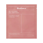 Rød pakke med teksten "Biodance Bio-Collagen Real Deep Mask", 34g. Fugtgivende, poreminimerende.