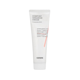 Hvid tube med Cosrx Balancium Comfort Ceramide Cream, tekstdetaljer på forsiden.