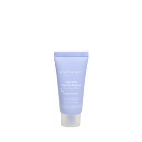 Lyselilla tube med Mary&May Calendula Peptide Ageless Sleeping Mask, 30 g, med hvid tekst.