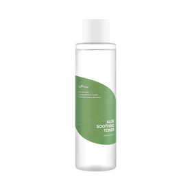 Klar flaske med grøn etiket, Isntree Aloe Soothing Toner, 200 ml.