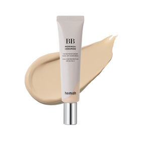 Tube med Moringa Ceramide BB Cream SPF30 PA++ foran en beige creme-smøreflade.