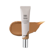 BB-creme tube med teksten "Heimish Moringa Ceramide" i brun nuance.