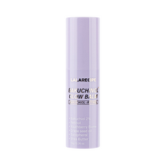 Lilla cylinderbeholder med teksten "Lala Recipe Bakuchinol Glow Balm" og ingredienser nævnt.