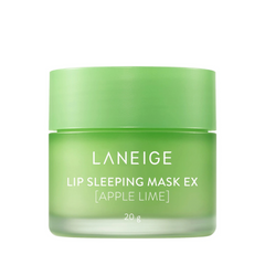 Grøn krukke med teksten "Laneige Lip Sleeping Mask EX [Apple Lime] 20g".