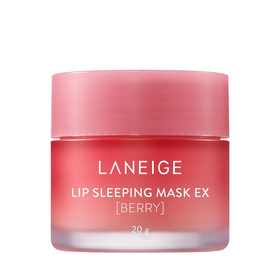 Laneige Lip Sleeping Mask EX i en rød-pink krukke med låg, teksten viser produktnavnet og vægt.