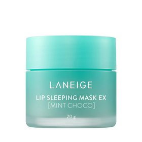 Mintgrøn krukke med teksten "Laneige Lip Sleeping Mask EX [Mint Choco] 20g".