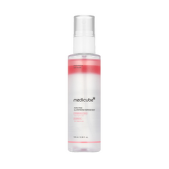 Klar flaske med lyserød væske, mærket "Medicube PDRN Pink Glutathione Serum Mist," 100 ml.