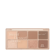 Øjenskyggepalette med ni neutrale nuancer, matte og skinnende, i en beige æske.