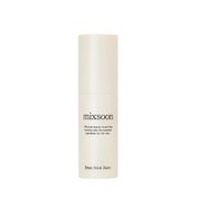 Beige cylinderbeholder med teksten "Mixsoon - Bean Stick Balm" og et minimalistisk design.