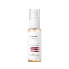 Klar sprayflaske med hvid etiket, teksten "mixsoon", indeholder 50 ml. Ingredienser: Heartleaf, Centella, Tea tree.