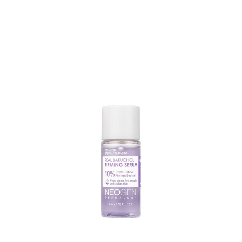 Lilla Neogen bakuchiol serum i 10 ml flaske med hvidt låg og produktinfo på etiketten.