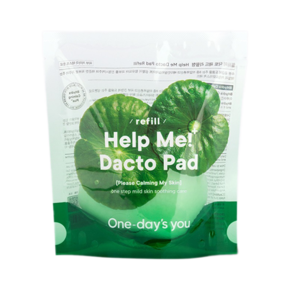Grøn emballage med teksten "Help Me! Dacto Pad" og bladdesign. Produktnavn står tydeligt.