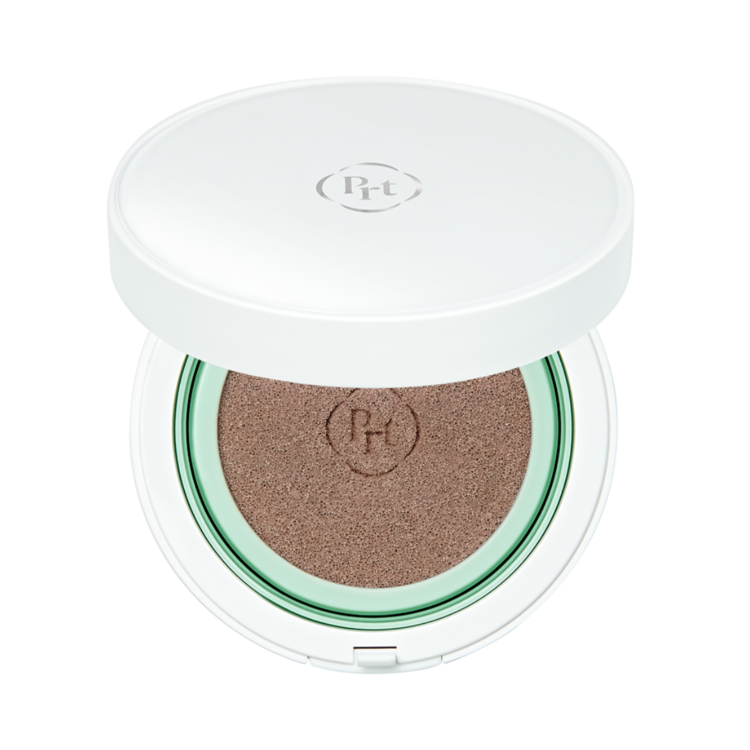 Hvid kompakt med beige BB-pude fra Purito. Logo på låget.