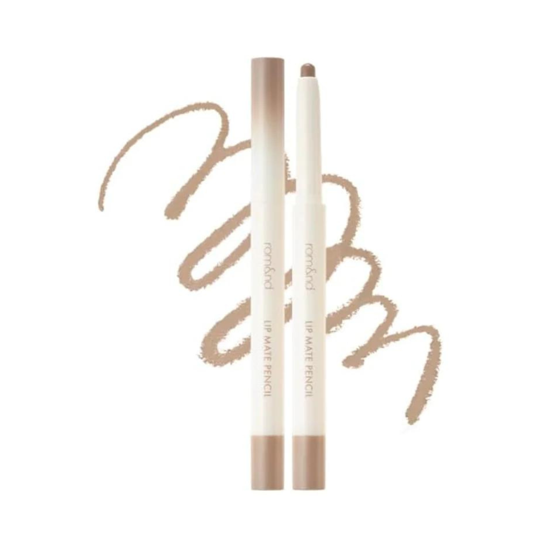 Rom&nd Lip Mate Pencil i taupe med blød streg bagved.
