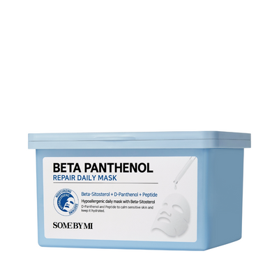 Lyseblå beholder med Some By Mi Beta Panthenol Repair Daily Mask, 30 stk.