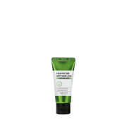 Grøn tube med teksten "CICA PEPTIDE ANTI HAIR LOSS" og "DERMA SCALP TREATMENT" på forsiden.