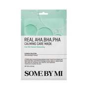 Grøn og hvid emballage af beroligende maske med AHA, BHA, PHA; fugtgivende og hududjævnende.