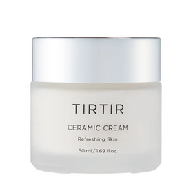 TIRTIR Ceramic Cream i en hvid krukke med sølvlåg, tekst "Refreshing Skin", 50 ml.