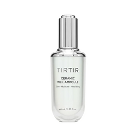 Flaske med sølvhætte, mærket "TIRTIR Ceramic Milk Ampoule", 40 ml.