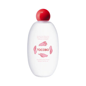 Flaske med Tocobo Vita Berry Pore Toner, gennemsigtig med rød låg og lyserød etiket.