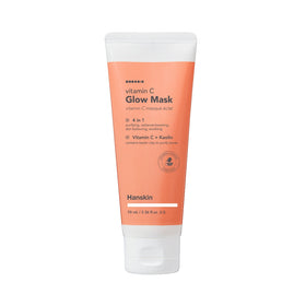 Orange tube af Hanskin Vitamin C Glow Mask, 70 mL, med "4 in 1" funktioner og Vitamin C.