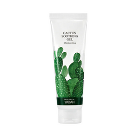 Tube med "Cactus Soothing Gel", kaktusillustrationer, fugtgivende, 250 ml, mærket Yadah.