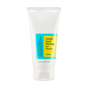 Hvid tube med blå-gul etiket, tekst: "Low pH Good Morning Gel Cleanser", 150 ml, COSRX.