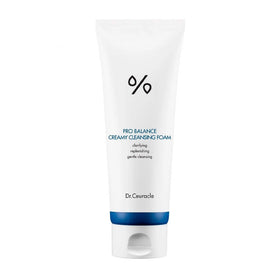 Hvid tube med blå bund, tekst "Pro Balance Creamy Cleansing Foam" og Dr. Ceuracle-logo.