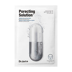 Emballage til Dr. Jart+ Porecting Solution med pilleformet design og bobler.