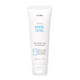 Hvid tube med blå tekst "Soonjung Hydro Barrier Cream 75ml" fra Etude.