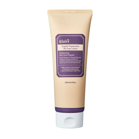 Beige tube med lilla etiket, Klairs Supple Preparation All Over Lotion, 250ml.