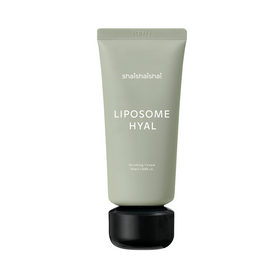 Grå tube med teksten "Liposome Hyal" og sort låg. Indhold: 50 ml beroligende creme.